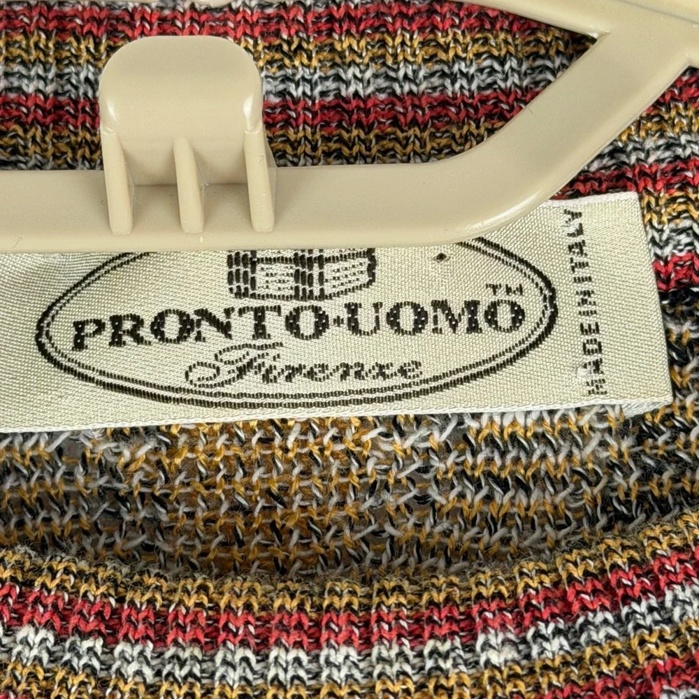 Pronto Uomo Sweater Mens Large (52/L) Made in Italy Argyle Cotton Crew Neck